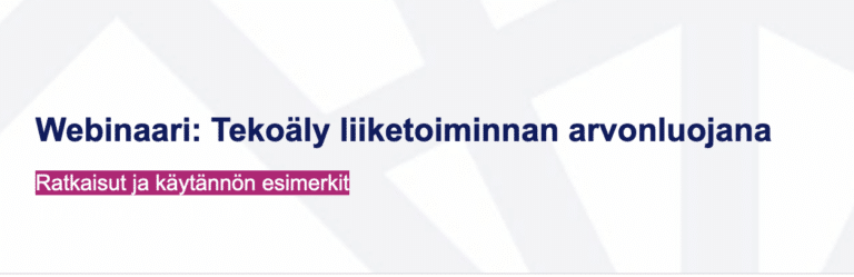 Cloudriven webinaari tekoäly liiketoiminnan arvonluojana